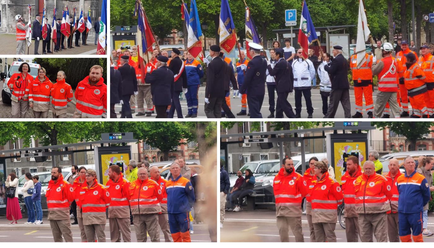 Cérémonie du 08 mai à Troyes avec la Croix-Rouge